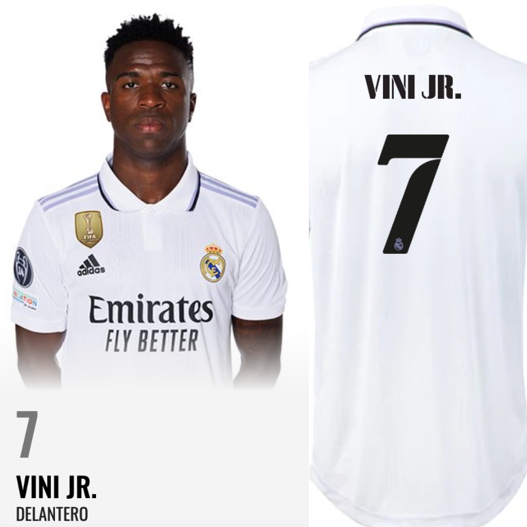 InvictosSomos's tweet photo. ¡¡OFICIAL!! ¡¡ÚLTIMA HORA!! Vinicius Júnior es el NUEVO 7 del Real Madrid. El extremo brasileño asumió el reto de ponerse el número más emblemático y con mayor peso en TODA la historia del Rey de Europa. Después de un par de intentos fallidos, Cristiano Ronaldo por fin tendrá un digno heredero de su dorsal. La ilusión madridista es total. VJR7.
