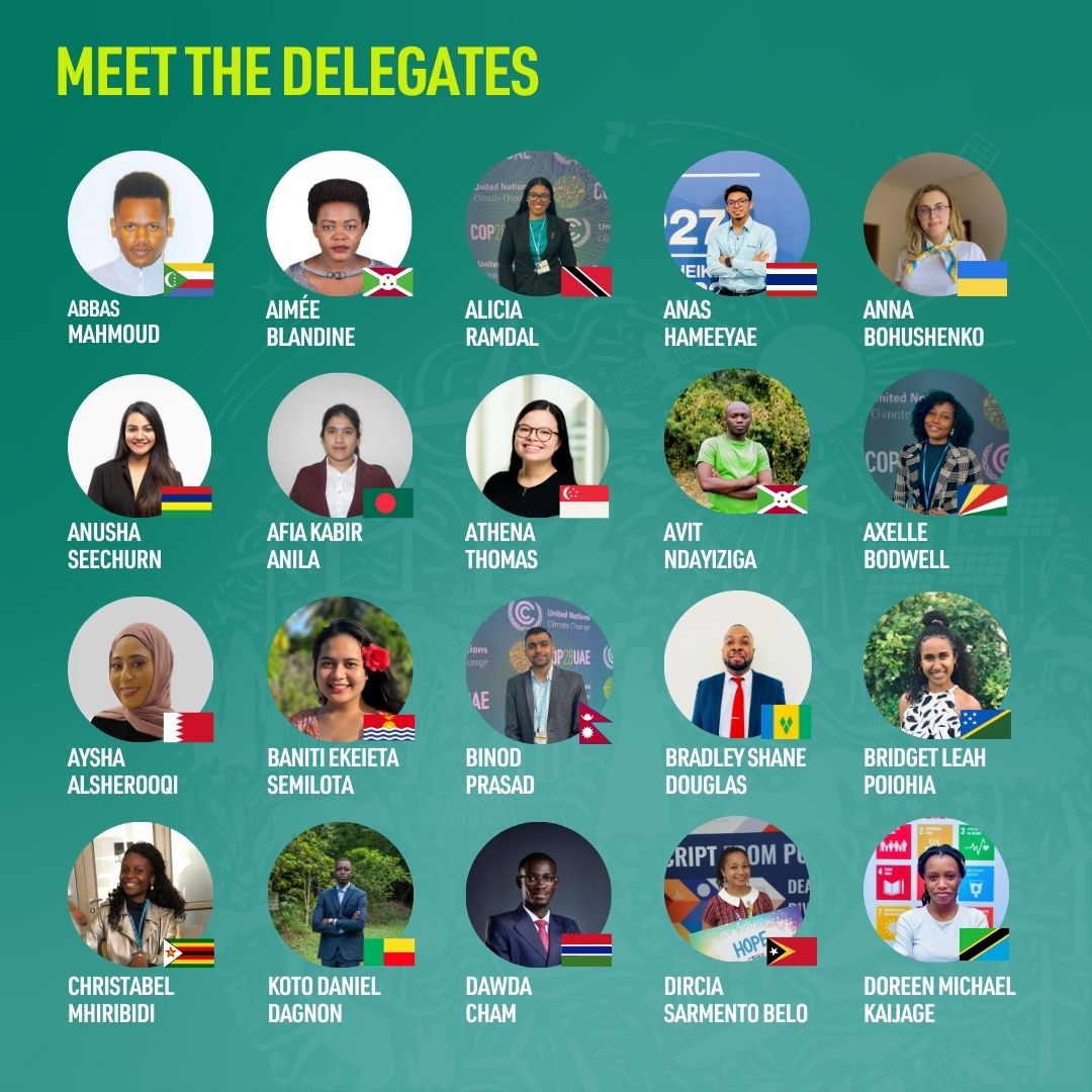COP28_UAE's tweet photo. We’re thrilled to announce the 100 youth selected to take part in the International Youth Climate Delegates Program!

Overseen by #COP28 Youth Climate Champion @shamma's team, in collaboration with @IYCM, the program will empower youth working at the frontlines of climate change.
