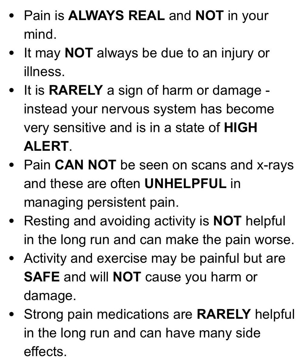 A new PERSISTENT PAIN guide for patients and clinicians via <a href="/Uhcw_MSkPhysio/">UHCW MSK Physio</a> 

🔗 uhcw.nhs.uk/self-care/pers…

🔑validate people, offer realistic hope - recovery maybe possible!

🔑help them make sense of their symptoms 

🔑facilitate self-management 

🔑offer access to local support