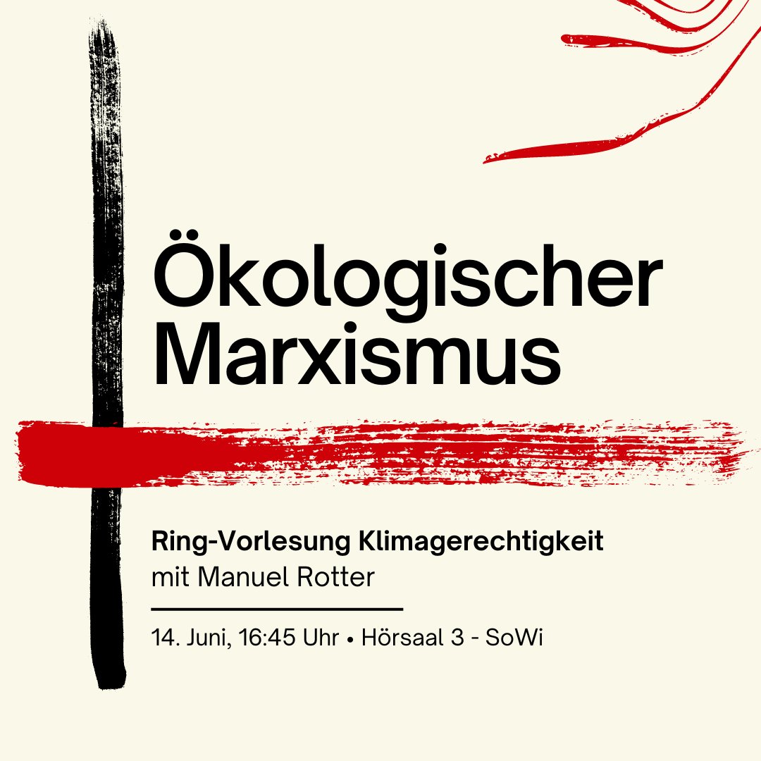 📣 14.06.23: Manuel Rotter (Institut für Soziologie) beleuchtet den Zusammenhang verschiedener Herrschaftssysteme als Ausgangspunkt für die Frage nach dem Potenzial eines (neuen) "ökologischen Sozialismus"❗️
👉 14.06., 16:45 Uhr, SoWi, HS 3
👉instagram.com/erdebrennt.ibk/
#Klimakrise