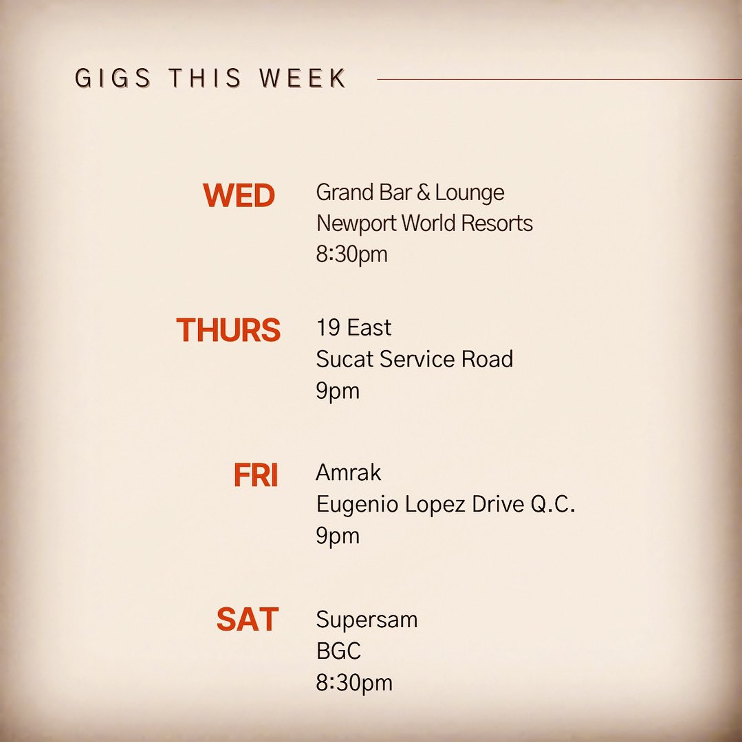 MYMP_OFFICIAL's tweet photo. C ya this week! π΅ #MYMP #gigs #gigsph #liveband #livebandph #musician #band #bandph https://t.co/BntTouL54M