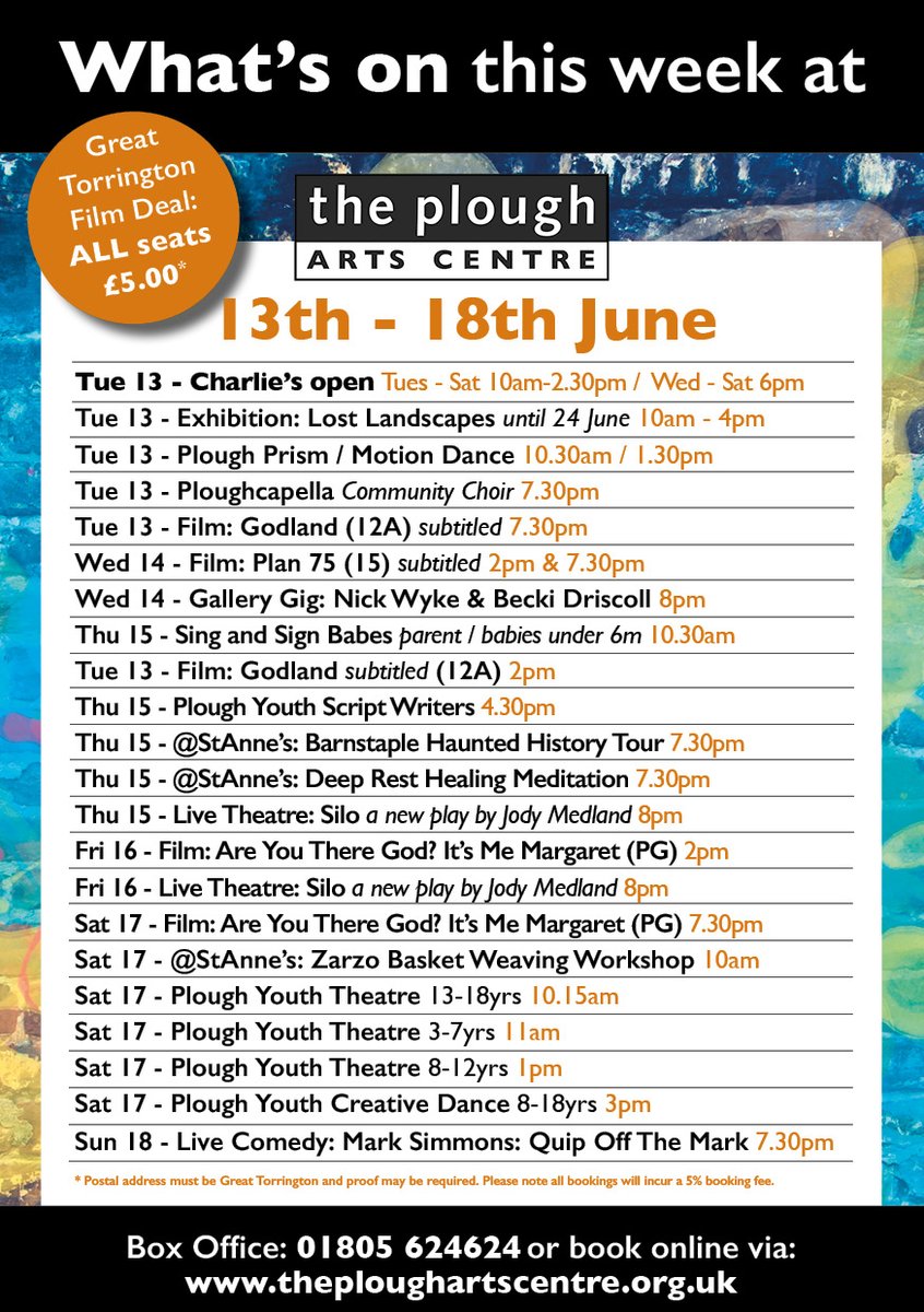 📷What's on at The Plough Arts Centre &amp; ThePlough@StAnne's this week: theploughartscentre.org.uk/whats-on
#greattorrington #bideford