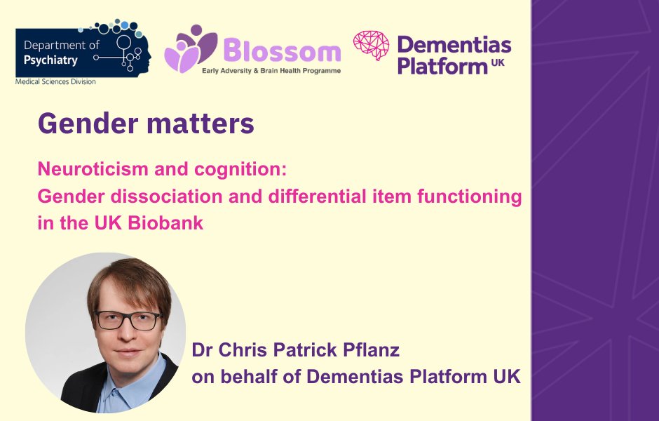 DementiasUK's tweet image. Dr @ChrisPflanz from @DementiasUK will deliver a talk at Psychiatry Department Away Day about #Neuroticism &amp;amp; #Cognition. By recognising the impacts of Neuroticism &amp;amp; Cognition on different genders, support &amp;amp; treatment can be tailored more effectively!
#LGBTQIA #mentalhealth