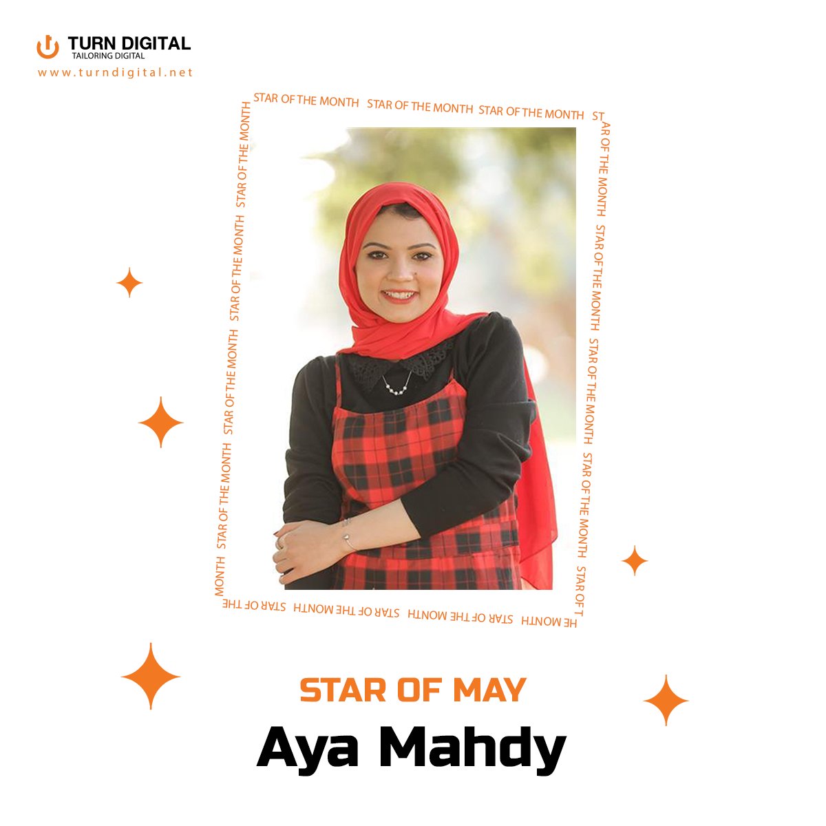 Congratulations to Aya Mahdy
Our May star of the month 🌟✨
Keep up the excellent work! 🤩
#TurnDigital
#StarOfTheMonth
#employeerecognition