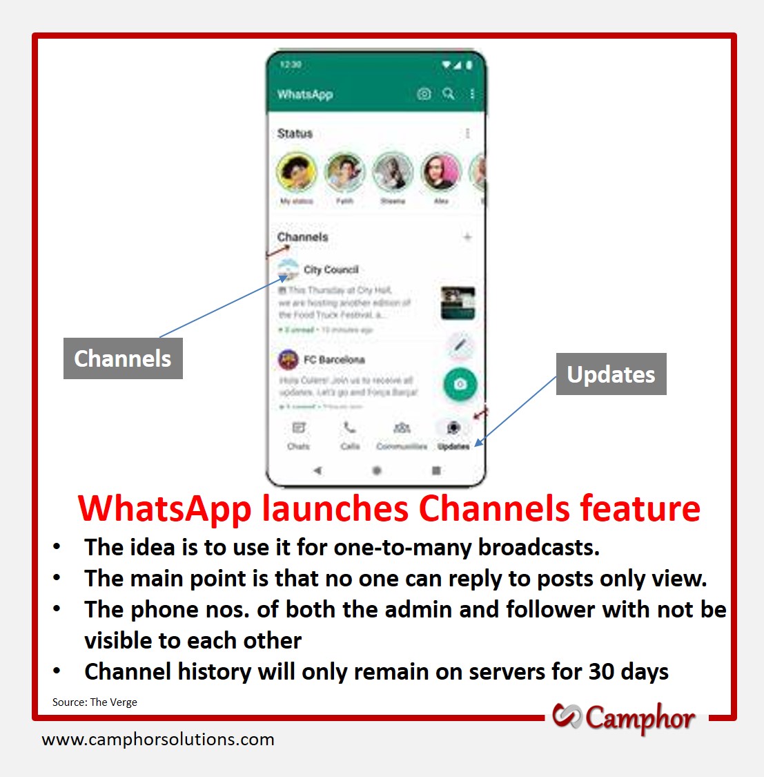 #WhatsApp #whatsappchannels #socialmediamarketing #socialmediamanagement #SMO #digitalmarketing #onlinemarketing #digitaladvertising #newfeature #camphorsolutions #newlaunch #latest