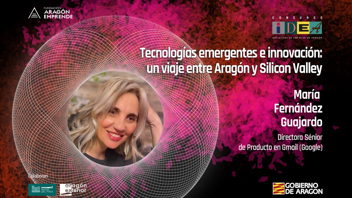 El acto de entrega de premios Concurso 💡 IDEA22 contará con la participación de prestigio de María Fernández, Dir.ª Senior de Producto en Gmail (Google), <a href="/marifes/">Maria Fernandez Guajardo</a>.

 📌 “Tecnologías emergentes e innovación: un viaje entre Aragón y Silicon Valley” 👉bit.ly/43p2cWm
