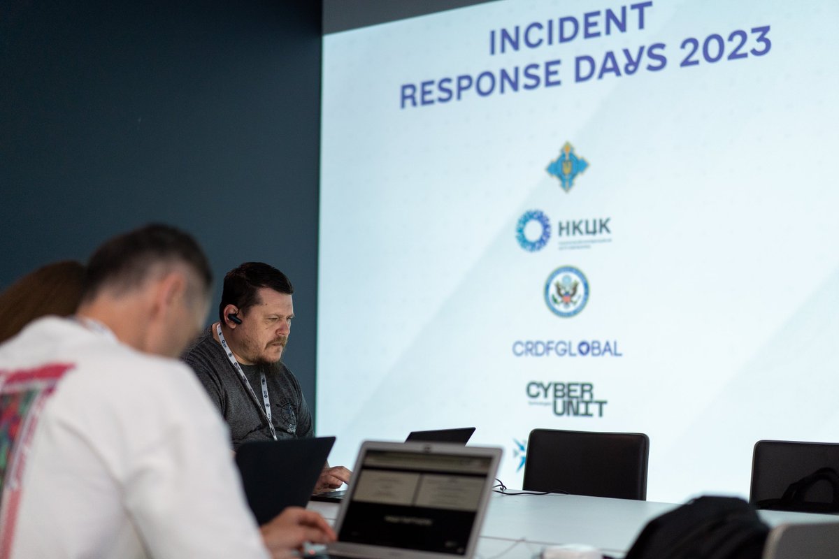 ncsccUA's tweet image. #IncidentResponseDays2023 are organized by #NCSCC with the support of CRDF Global in Ukraine to improve the specialists level of qualification in the field of cybersecurity in Ukraine 🦾. 

Big shoutout to our amazing technology partners – @CyberUnitTech and CyberLab! 🤝