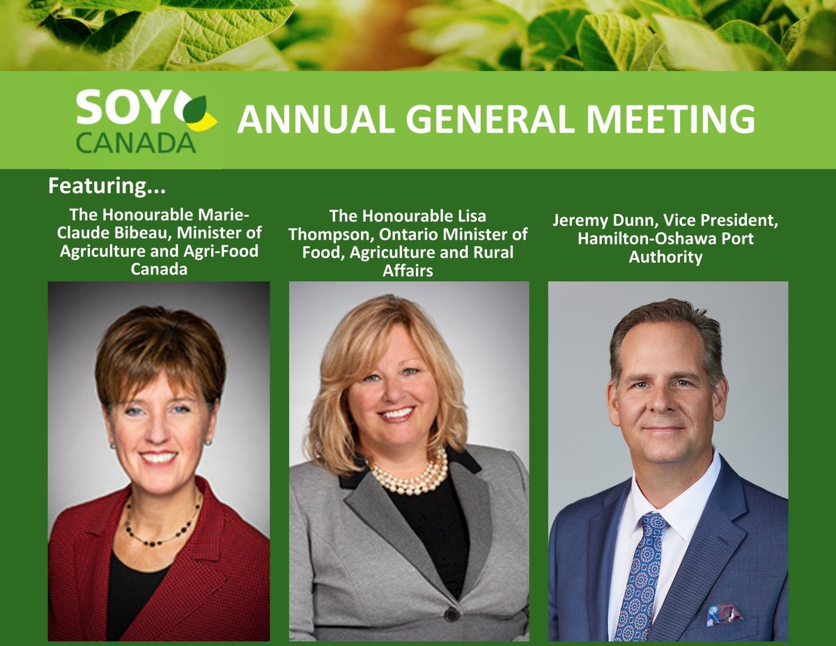 Join Canada’s soybean industry tomorrow at 9:30 EST and hear how improved market access, market opportunity and research is propelling the industry forward. With special guests <a href="/mclaudebibeau/">Marie-Claude Bibeau</a> &amp; <a href="/LisaThompsonPC/">Lisa Thompson</a>
Register here to join online: forms.office.com/pages/response…
Register here