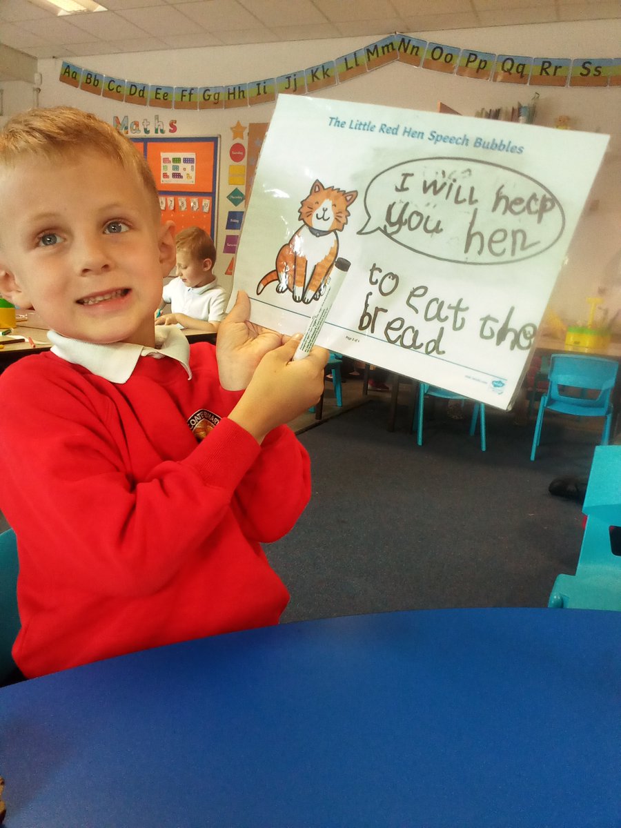 GCPFS2's tweet image. The Little Red Hen is our story this week. We have been busy writing speech bubbles. @PrimaryGreat #gcpliteracy #gcpearlyyears