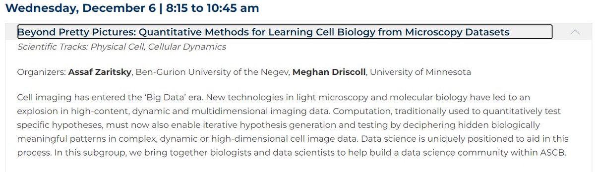 Assaf Zaritsky (@assafzaritsky) on Twitter photo <a href="/MegDrisc/">Meghan Driscoll</a> and I are organizing a "beyond pretty pictures" #cellbio2023 <a href="/ASCBiology/">American Society for Cell Biology</a> subgroup!
If you extract cell biological insight by analyzing microscopy images please consider submitting an abstract by August 1 🔥
ascb.org/cellbio2023/?_…
Please RT <a href="/MegDrisc/">Meghan Driscoll</a> and I are organizing a "beyond pretty pictures" #cellbio2023 <a href="/ASCBiology/">American Society for Cell Biology</a> subgroup!
If you extract cell biological insight by analyzing microscopy images please consider submitting an abstract by August 1 🔥
ascb.org/cellbio2023/?_…
Please RT