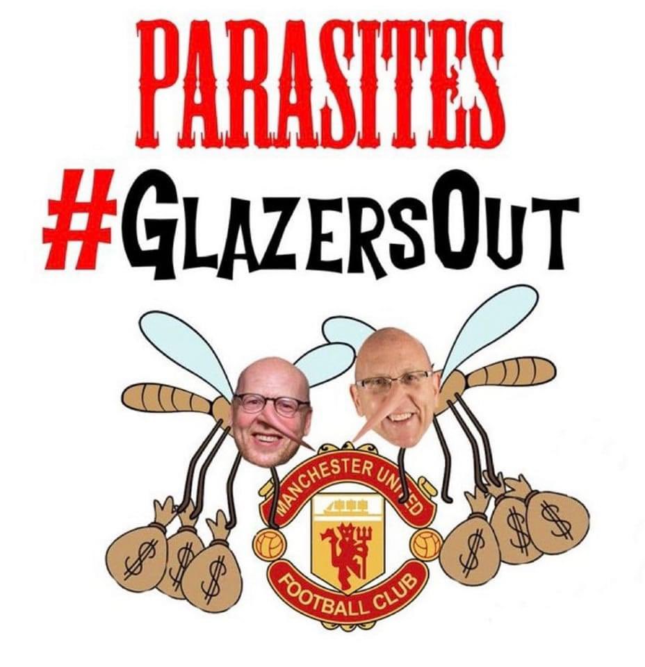 Glazerspissoff's tweet photo. Parasites you're time is up sell our club and fuck off.๐๐พ๐ช
#GlazersOut #LoveUnitedHateGlazers #SellOurClub https://t.co/iA1BSDeNY3