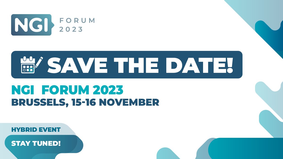 📣 Mark your calendar & join Europe's top #digital innovators at #NGIFORUM23, where the future of the #Internet of Humans is being shaped. 👩‍💻Save the date! Stay tuned for updates. ngi.eu/event/ngi-foru… #Tech4Good #Innovation #NGI4EU @DigitalEU