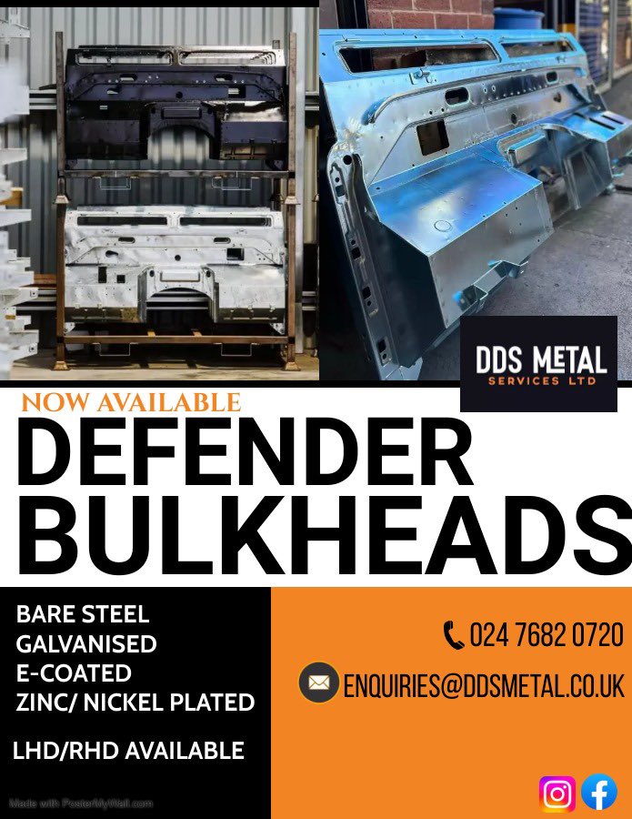 _ddsmetal's tweet image. LANDROVER DEFENDER BULKHEADS 

📧 enquiries@ddsmetal.co.uk 

#landroverdefender
#defender 
#defender90
#defender110
#LandRover 
#Car 
#carparts 
#supportsmallbusiness