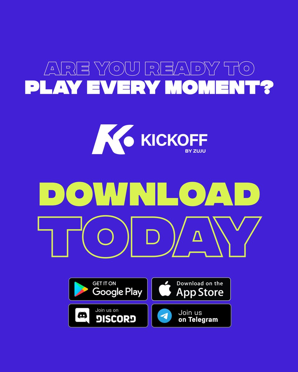 kickoffbyzuju's tweet image. The NEW Kickoff by Zuju is HERE!
✅ New & Improved Interface
✅ Integration with MLS and Singapore Premier League
✅ New Challenges Coming Soon
Download now and follow us to keep up to date with the latest news! 🔔
#Football #PlayEveryMoment