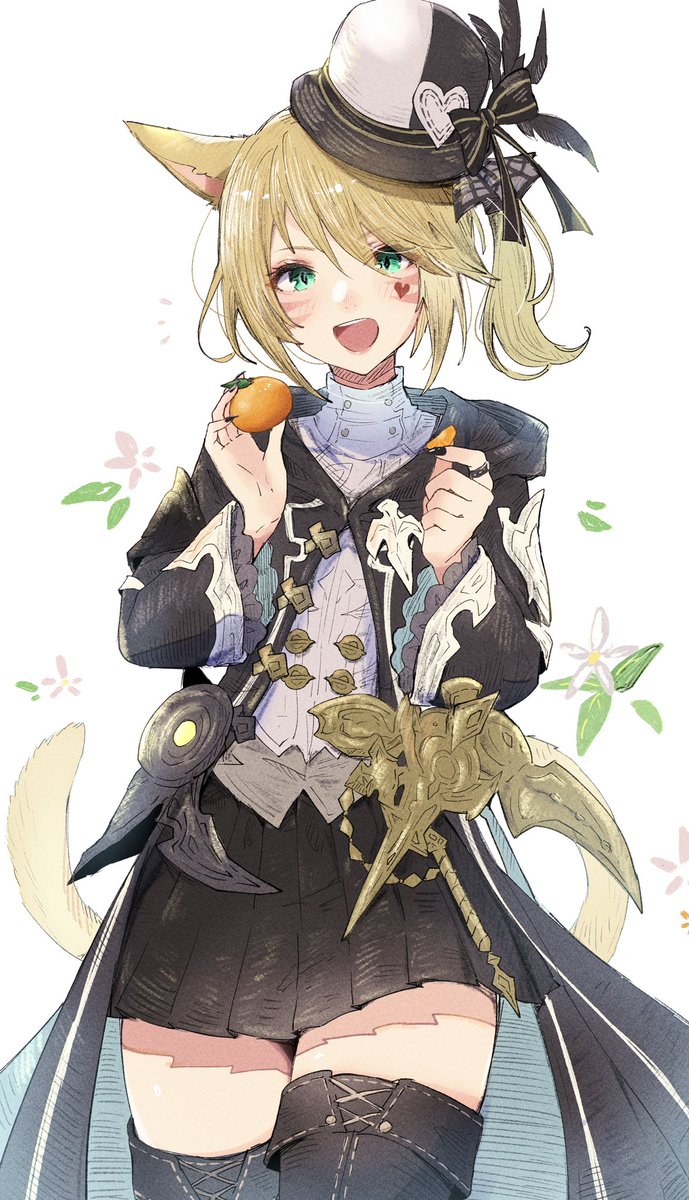 avatar (ff14) miqo'te 1girl animal ears hat blonde hair cat ears tail  illustration images