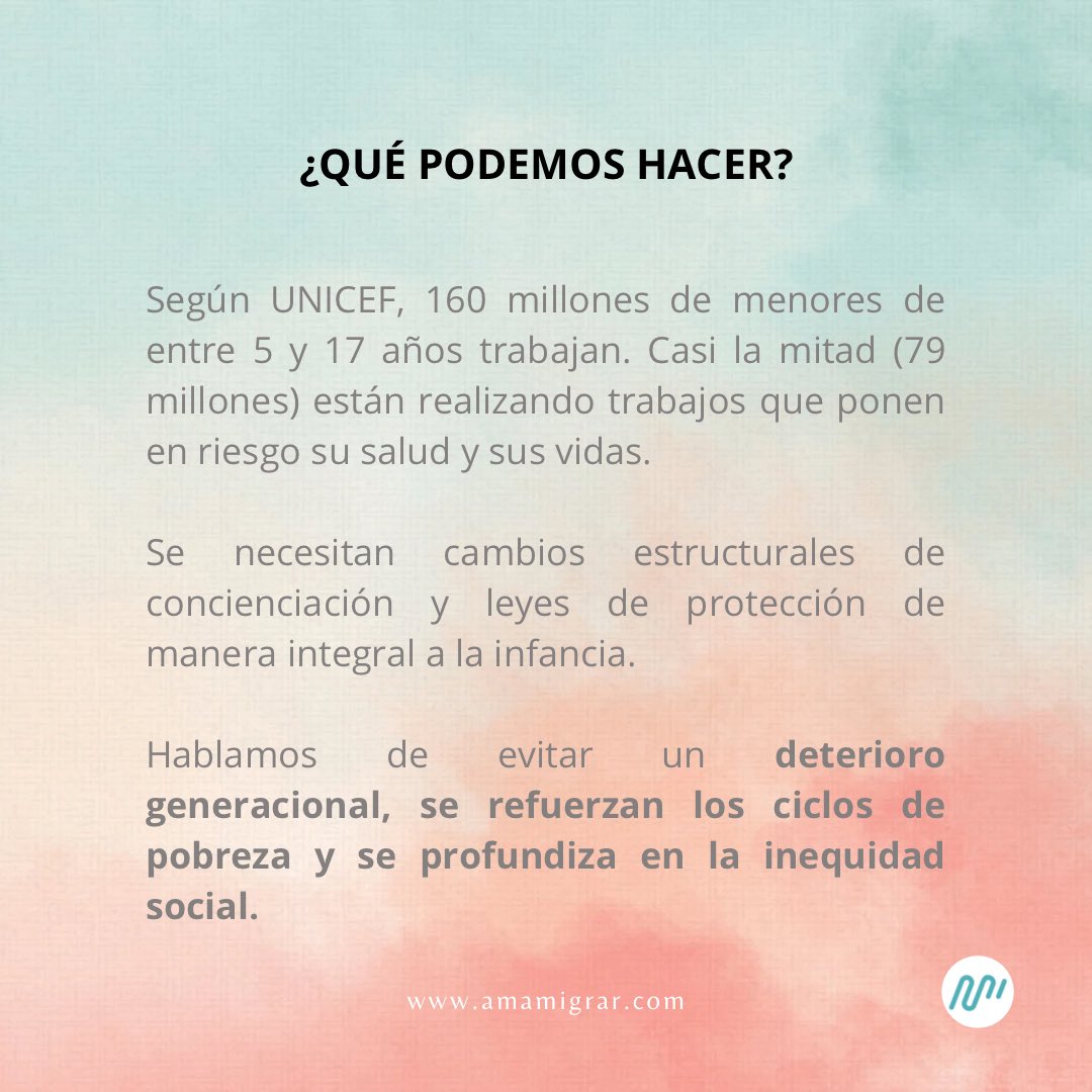 ¡Hoy, Día Mundial contra el Trabajo Infantil! La explotación infantil entraña actos como el homicidio, la violencia sexual, secuestro…etc. Pero sobre todo es que, al obligar a los menores a trabajar, les negamos el derecho a la educación, la salud, y una vida para su desarrollo