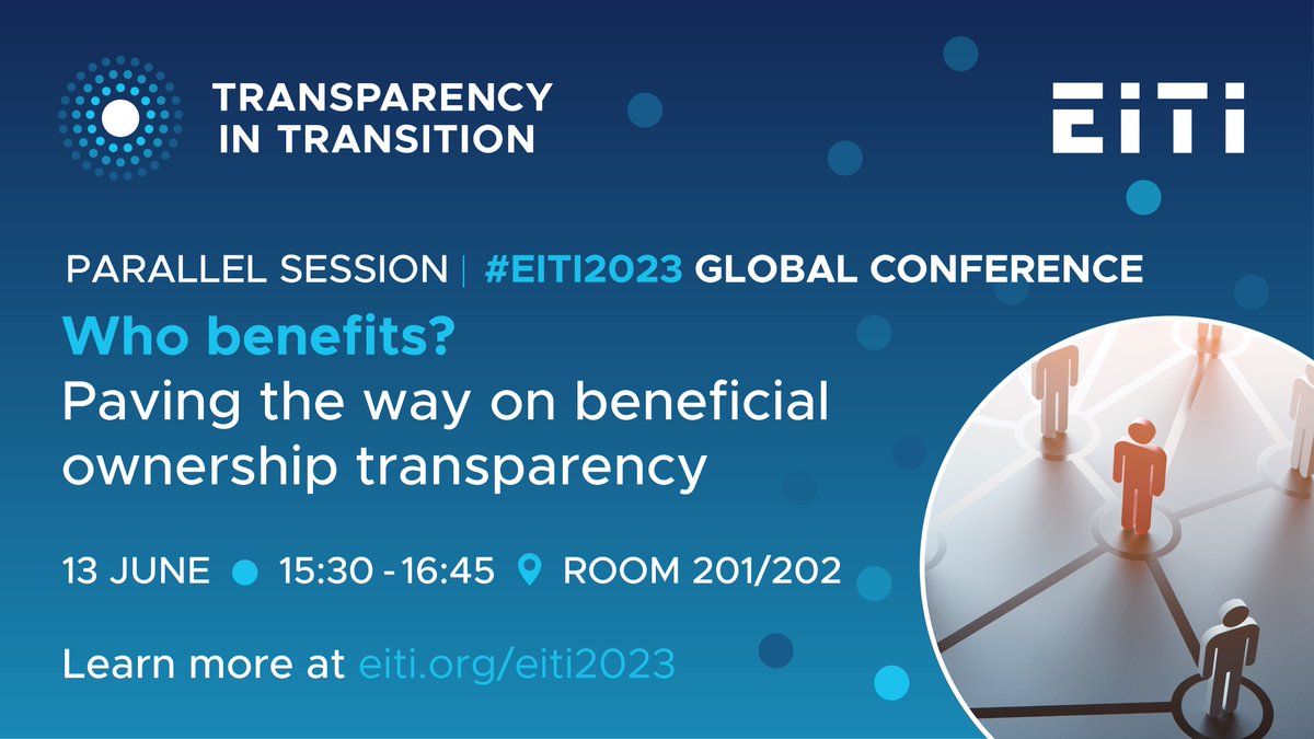 EITIorg's tweet image. Join us at #EITI2023 tomorrow to explore progress in implementing #beneficialownership reforms in the #extractives and beyond, w/ insights from @MinjustSn, @AttorneyGhana, @Hetq_Trace @MiningCadNG &amp;amp; moderated by @_LouiseRP of @OpenOwnership.

Programme 👉 eiti.org/eiti2023/progr…