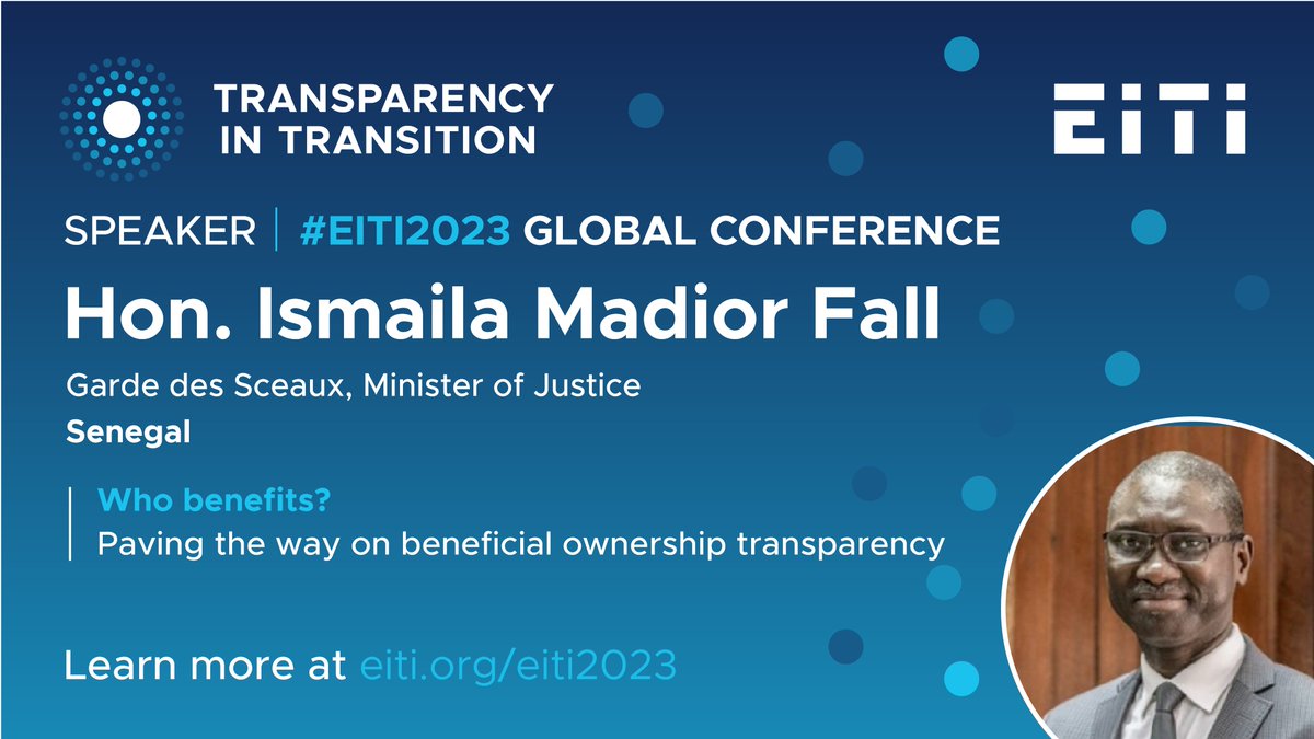 EITIorg's tweet image. Join us at #EITI2023 tomorrow to explore progress in implementing #beneficialownership reforms in the #extractives and beyond, w/ insights from @MinjustSn, @AttorneyGhana, @Hetq_Trace @MiningCadNG &amp;amp; moderated by @_LouiseRP of @OpenOwnership.

Programme 👉 eiti.org/eiti2023/progr…
