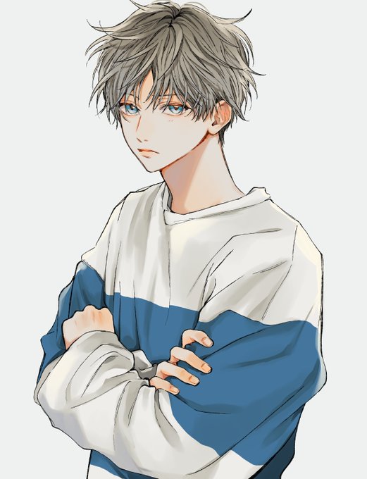 「crossed arms grey hair」 illustration images(Popular)