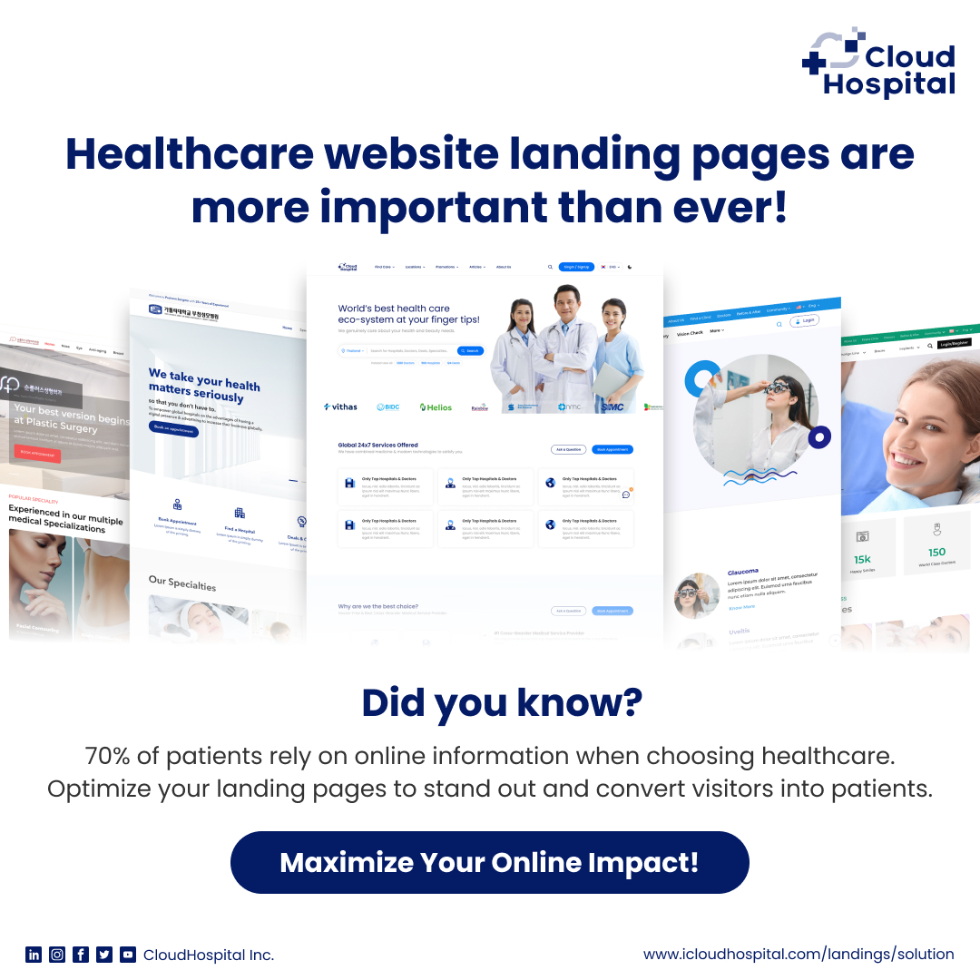 cloudhospital_g's tweet photo. Did you know? According to recent studies, 70% of patients search online for healthcare information before making a decision. That's why having compelling landing pages for your healthcare website is crucial in today's digital age.

#health #trending #Theking https://t.co/0X3VID8w1y