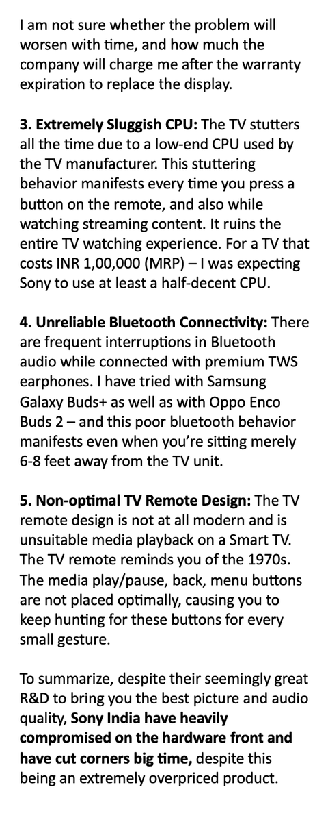 ABatra77's tweet photo. My review of the @Sony Bravia 55 inch Google Smart TV KD-55X74K (Black) after 1 month of usage. Hint: You're going to be severely disappointed with the product quality. https://t.co/M1VChhF0mG