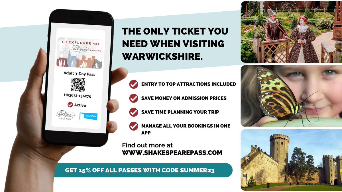 See the best of Warwickshire this summer with the Explorer Pass!

Save on admission prices and explore your way - visit the attractions in any order and on any day within your pass validity period.

Save an extra 15% off with code SUMMER23.