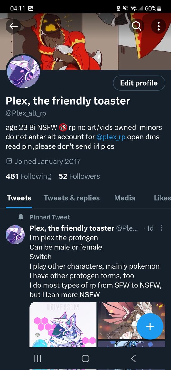 plex_rp's tweet photo. My 2nd account info 
-I play no futa characters on this one. I'm bored playing futa(only male or female)
-I play no human characters. I am kinda bored playing them
-no profile play(I'm not changing anything unless I want to if you ask i will probably say no)
Follow if you want https://t.co/1GjLeE117a