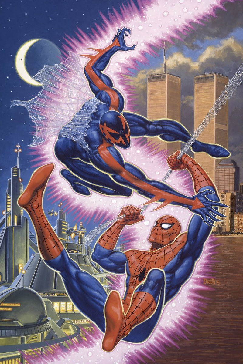 RT @CoolComicArt: Spider-Man 2099/Spider-Man poster (1995) by Bob Larkin https://t.co/IR8PXbMiyC