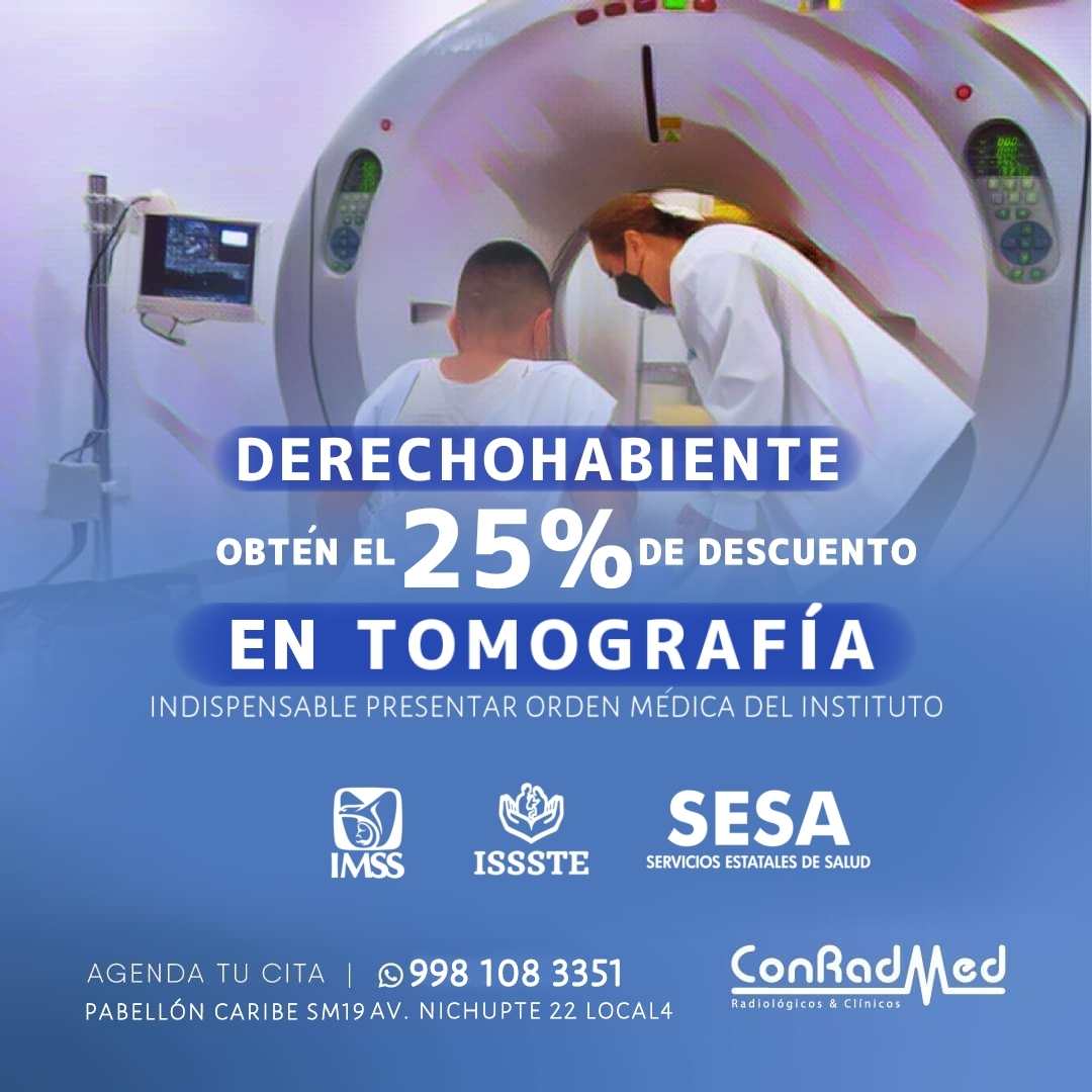 ConRadMed's tweet image. Lleva tu orden médica del instituto correspondiente y obtén un 25% de descuento en el servicio de tomografía.

Agenda vía WhatsApp: bit.ly/3vy8V1c
 Teléfonos: 99 88 84 74 01 | 99 88 84 73 88.