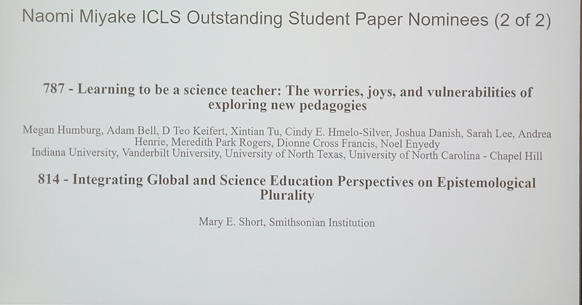 Best paper nominees for ICLS at #ISLS2023. Congratulations to everyone!