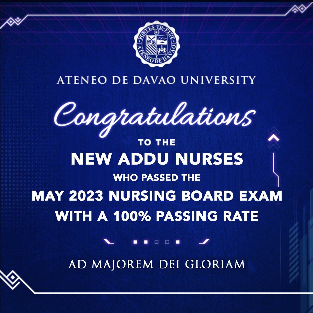 ADDU_Official's tweet photo. Congratulations to the ADDU newly licensed nurses who passed the May 2023 Nursing Board Examination! Your hard work and dedication have paid off. May you make a positive impact in the service of others in the healthcare field! #ADDUNewNurses #ADDUBoardExamPassers #ADDUNursing2023 https://t.co/T1LucoFYDC
