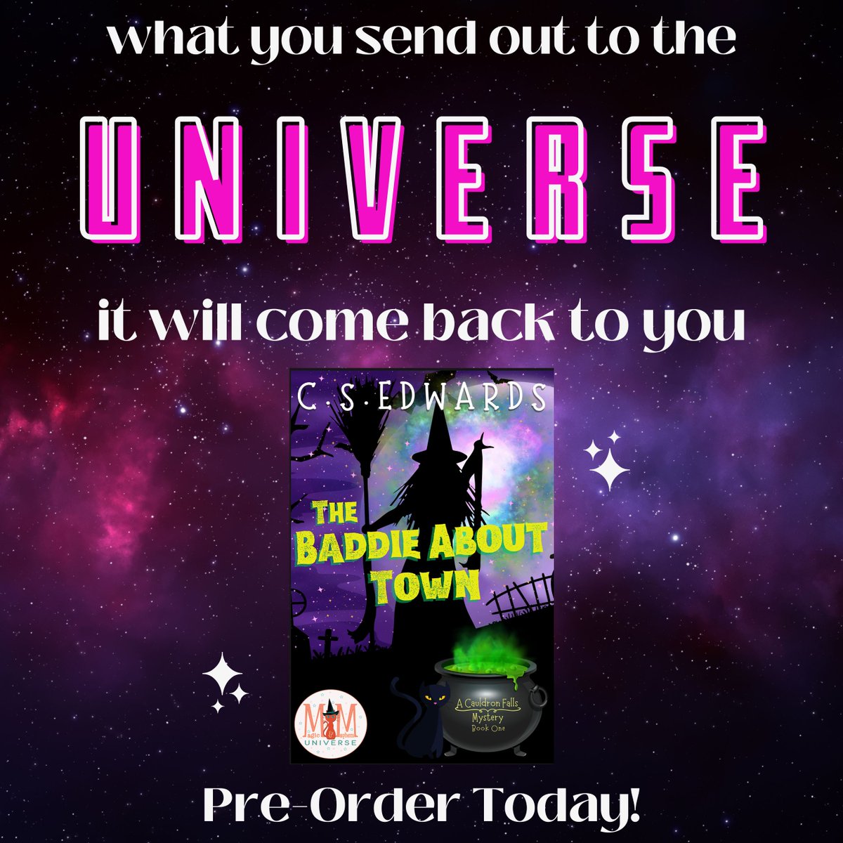Check it out! The Baddie About Town is up for Pre-Order! The Universe is calling..... #magicandmayhemuniverse 

magicandmayhemuniverse.com/c-s-edwards/

#paranormalfiction #witchfiction #funnyfiction #newrelease