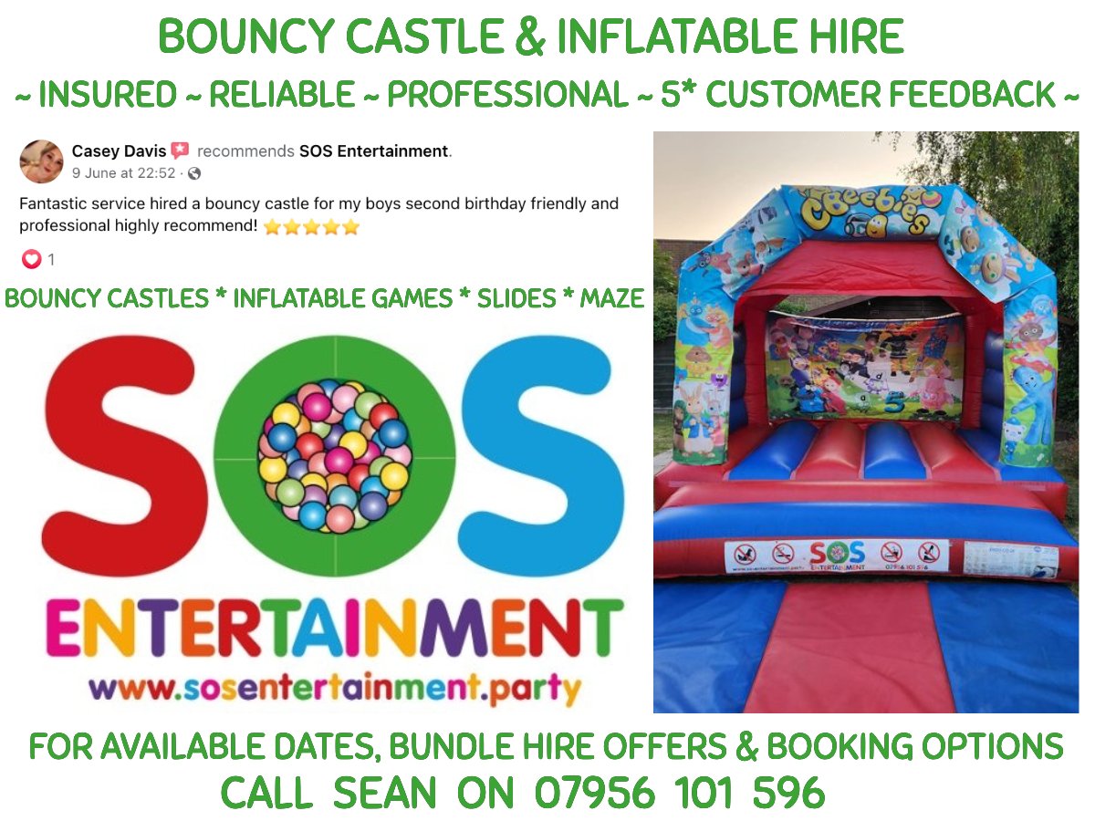 This #mondayfunday how about #bouncycastlehire now that the sun's come out? For all kinds of kids' birthdays - from toddlers to tweens and in-betweens, Sean has a superb range of bouncy castles, inflatable games, slides and assault course.
#softplayhire #bouncycastle #playdate