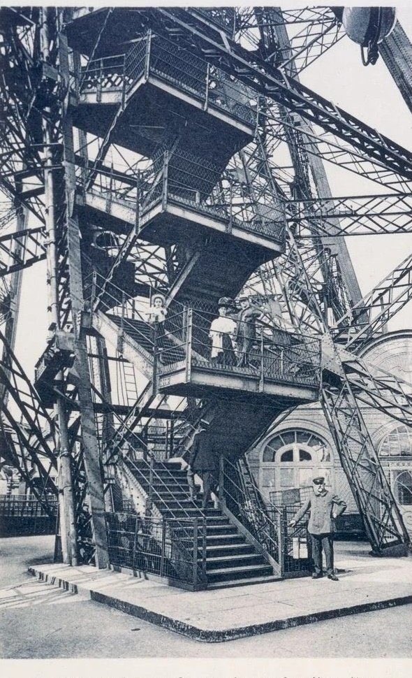 Eiffel Tower stairs c.1900.