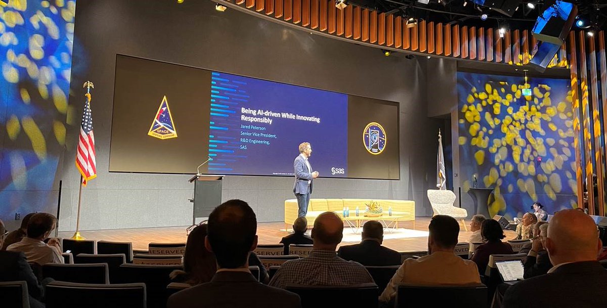 SAS' SVP of R&amp;D Engineering, Jared Peterson, presents at United States Space Force/Space Systems Command Reverse AI/ML Industry Day on responsible AI underscoring SAS' deep commitment and leadership to responsible AI. 2.sas.com/6016OFB8e #ResponsibleAI