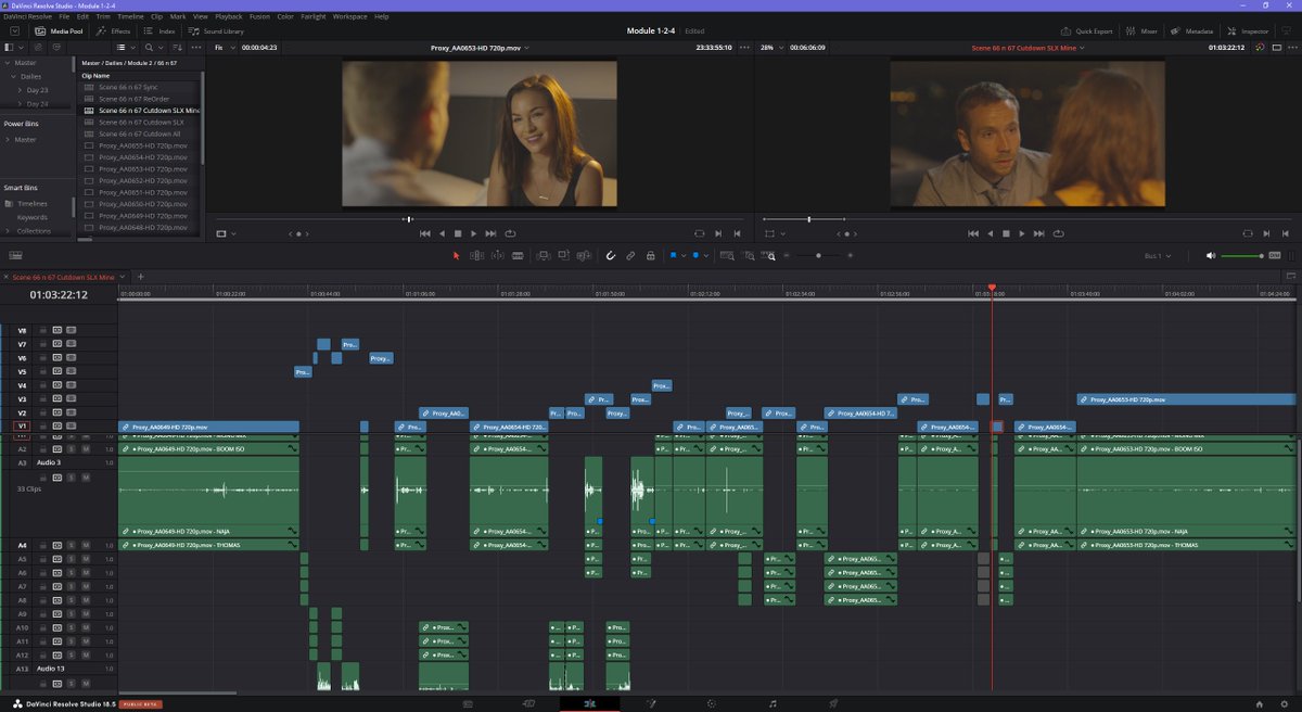 WallaceEdits's tweet photo. Doing some #editing on the #timeline today for my #GoToEditor course with @ThisGuyEdits #dialouge #scripted #narrative #editor #DaVinciResolve https://t.co/CTc4gs5OkK