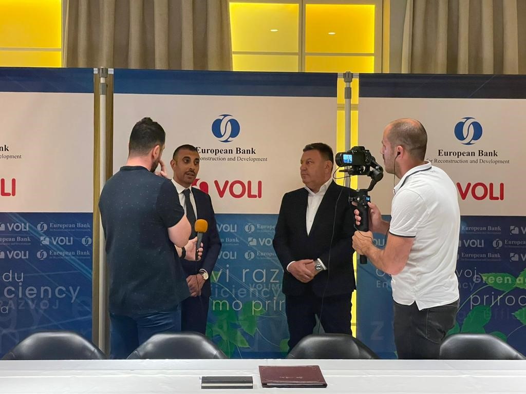 Very pleased to announce the signing of EUR 4 m loan with VOLI, largest retail in Montenegro and long standing <a href="/EBRD/">The EBRD</a> Client. Voli will use the funds to purchase and install solar panels with up to 4 MW capacity and charging stations for electric vehicles at its facilities.