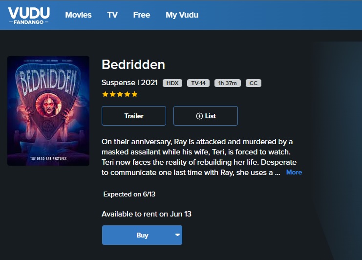 dakotathomas's tweet photo. You'll be able to rent/buy #Bedridden on #VUDU starting tomorrow(6/13)! 💜🍿🥳 #srscinema #streaming #supportindiefilm #HorrorFilms https://t.co/OFTPMgtTlO
