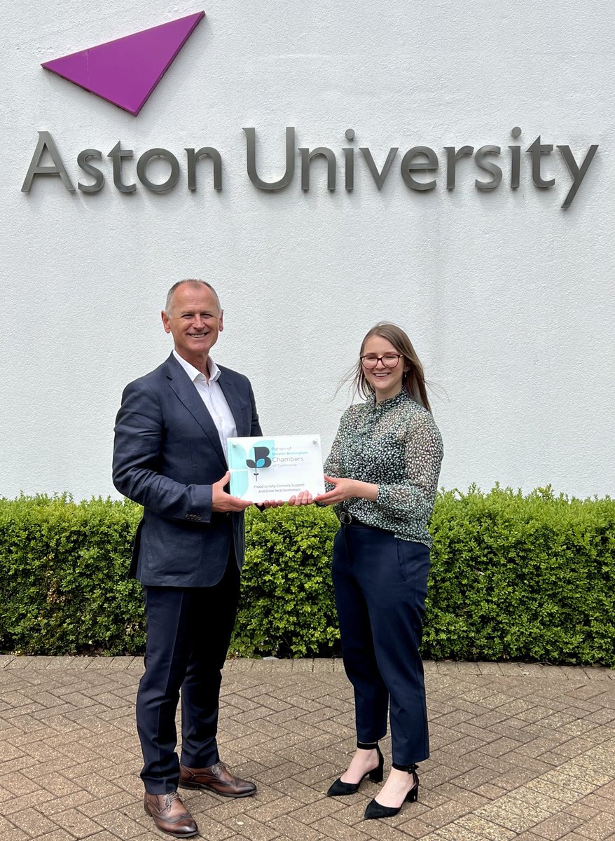 Thank you ⁦@HenriettaLB⁩ and ⁦@GrBhamChambers⁩ for recognising ⁦@AstonUniversity⁩ as a patron and strategic partner. Looking forward to our continued collaboration for the benefit of our city and business community.