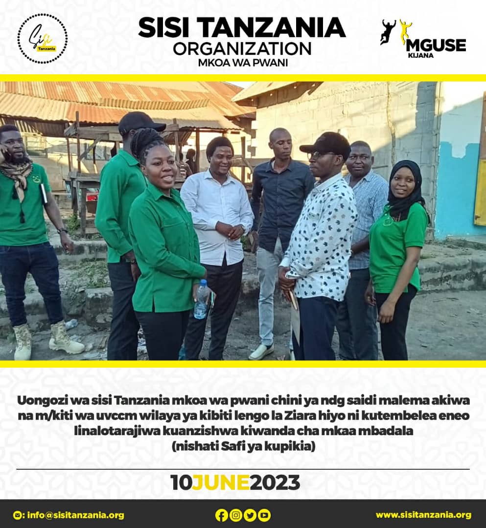 SisiTanzania Mkoa wa Pwani chini ya Ndg. Saidi Malema akiwa na Mwenyekiti wa UVCCM Wilaya ya Kibiti lengo la Ziara hiyo NI kutembelea eneo linalotarajiwa kuanzisha kiwanda cha mkaa mbadala (Nishati Safi ya Kupikia)

#SisiTanzania