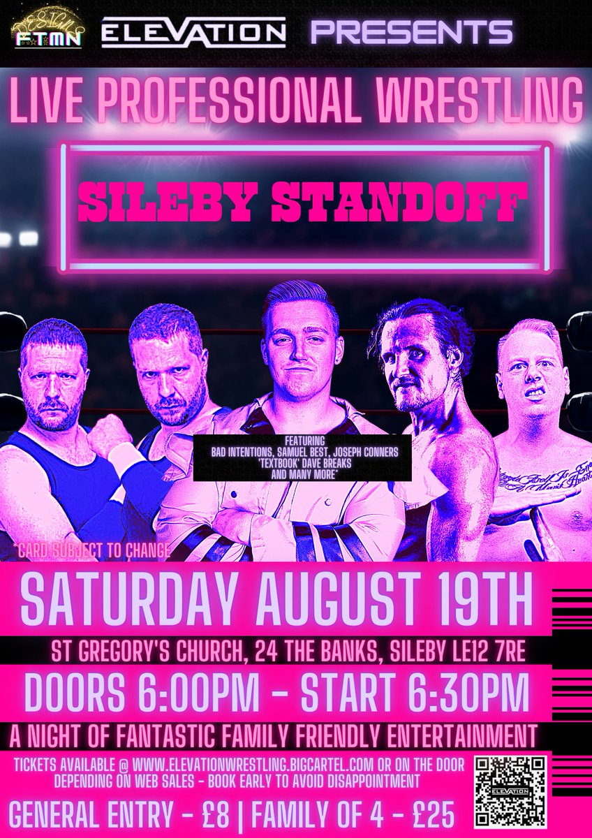 BSTGraphics's tweet image. Our 1st Poster is Out!

Go to @ElevationWrest for more information on the event or scan the QR code for tickets!