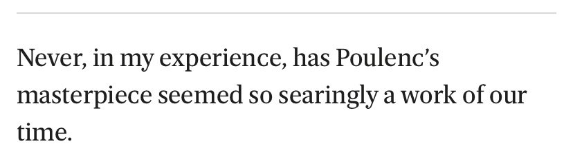 Our powerful show is getting five star reviews all round. I’m so, so proud and honoured to be one of the Carmelite nuns in this incredible production. Thank you so much to Barrie Kosky, Robin Ticciati &amp; everyone <a href="/glyndebourne/">Glyndebourne</a>. 

We have nine more shows to go — don’t miss it!
