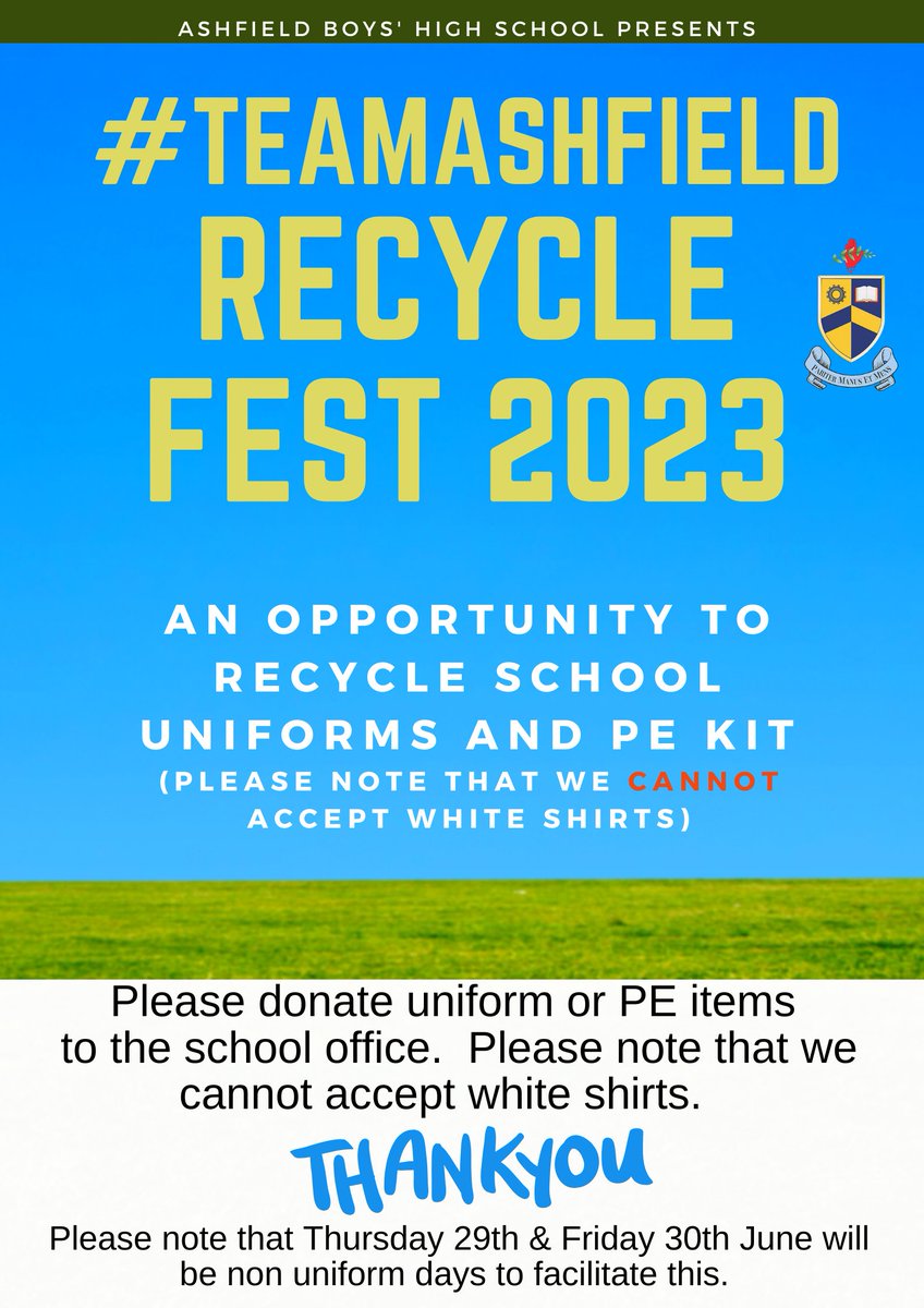 abhs_belfast's tweet photo. Ashfield Boys' is delighted to be supporting this once again this year. Donated items can be left in our school office or at Carew Family Centre. @EastSidePship #preloveduniform https://t.co/HbOyOz19dK