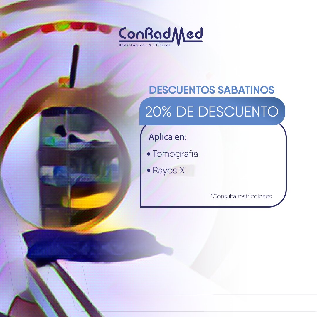 ConRadMed's tweet image. Recuerda nuestros descuentos sabatinos en los servicios de tomografía y rayos X de hasta el 20% de descuento.

Agenda con nosotros mediante:
WhatsApp: bit.ly/3vy8V1c
 Teléfonos: 99 88 84 74 01 | 99 88 84 73 88