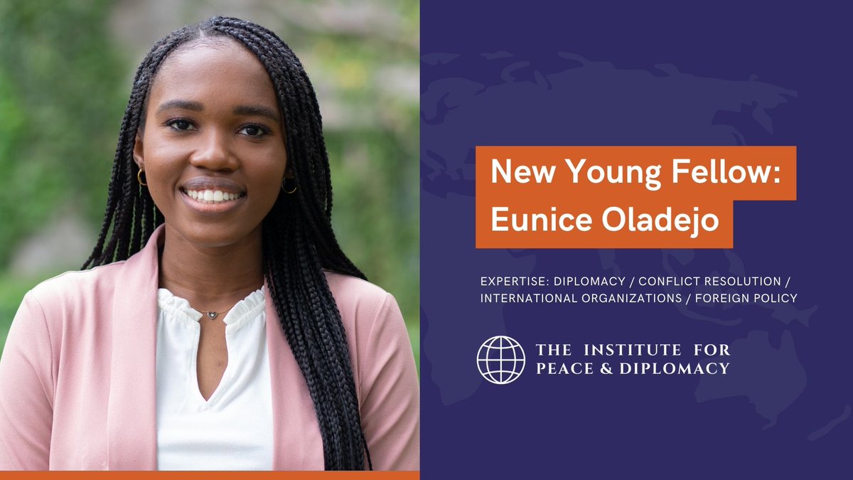 📢🎆

We are excited to welcome <a href="/eunice_oladejo/">Eunice Oladejo</a> to IPD as a Young Fellow.

Eunice is a Managing Editor with <a href="/iAffairsCanada/">iAffairs Canada</a> and currently completing a Masters at <a href="/CU_NPSIA/">NPSIA at Carleton University</a>, specializing in Diplomacy &amp; Foreign Policy.

Read Eunice's full bio: peacediplomacy.org/eunice-oladejo/