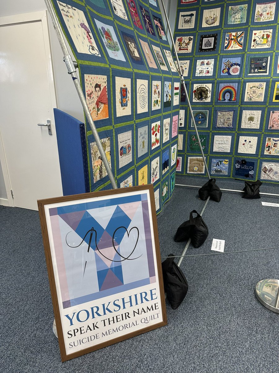 georgials99's tweet photo. Today I spent the morning at the Kirklees Suicide Memorial and Bereavement Quilts Roadshow, hosted at Ravensthorpe Community Centre. The quilts beautifully represented loved ones people had lost, and carried positive messages of treasuring memories with that person 💛 https://t.co/fmLdnFPhXC