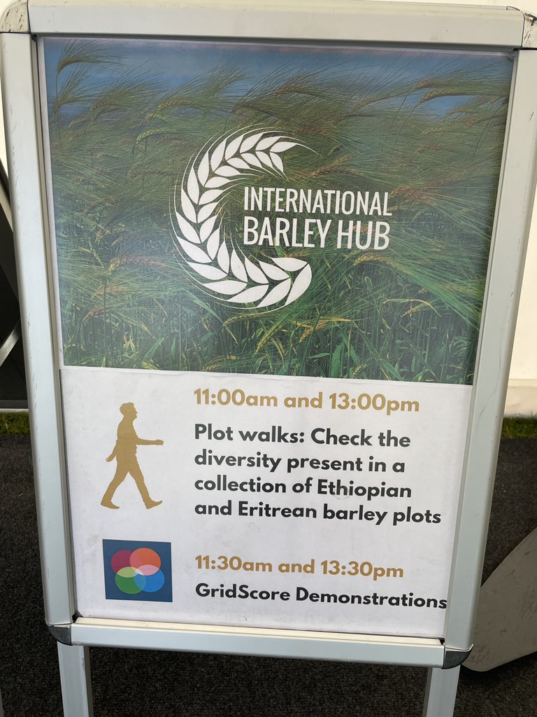 IntBarleyHub's tweet photo. Plots and stand 415 set up for #cereals2023. See you tomorrow @CerealsEvent for plot walks, software demos, and barley research chat. Oh, there’s beer and whisky sampling too! https://t.co/431rZkjuTB