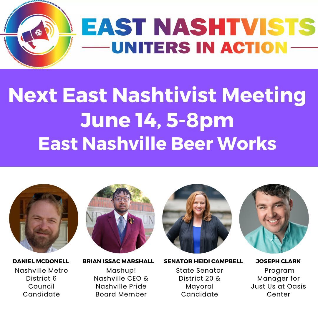 Join us this Wednesday as we host @daniel_mcdonell, @Campbell4TN, @nashvillepride and @oasisnashville. Please RSVP here so we know how much FREE PIZZA to have made by our friends at @eastnashbeer: docs.google.com/forms/d/e/1FAI…
#PrideMonth #Nashville #UnitersInAction