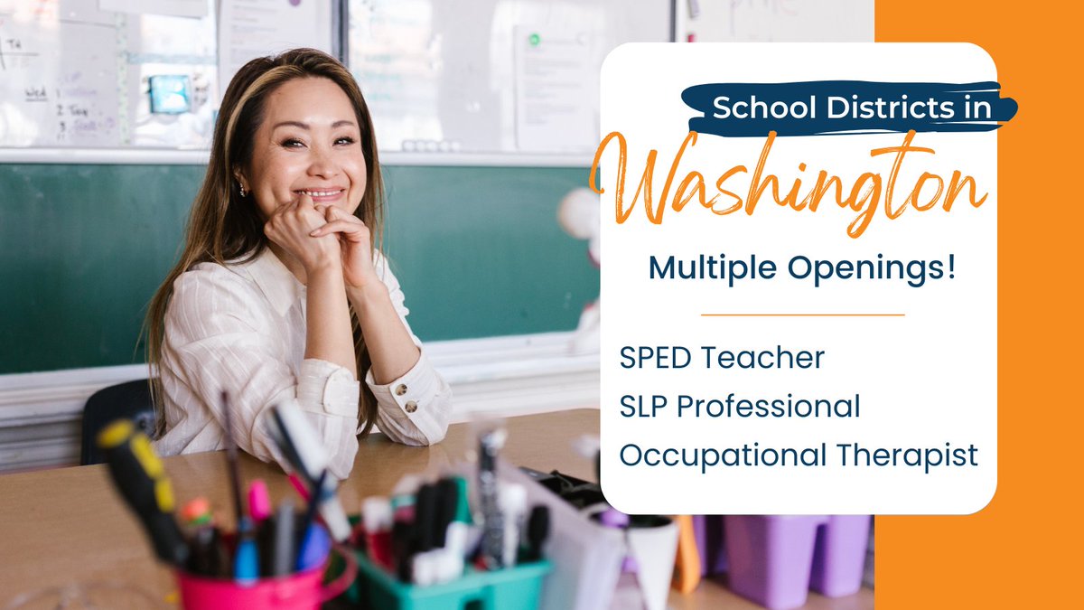 Educational Professionals! We have openings in Washington for the 23/24 school year.

#TeachersofTwitter #SpecialEducation #ElementaryClassroom #TeacherLife