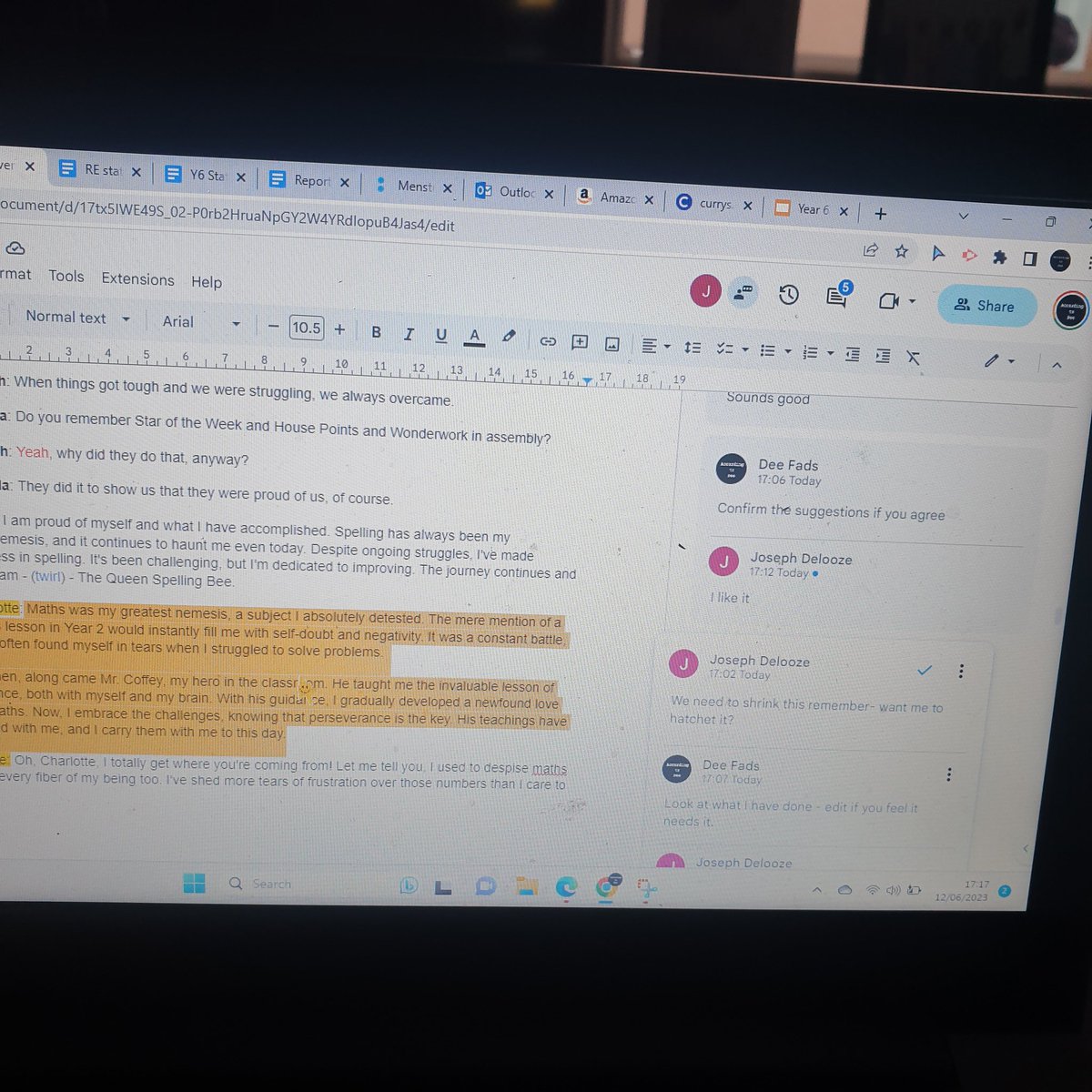 Absolutely loved this session today with my Year group partner #collaborating on a #googledoc to create a script for our year 6 leavers assembly. We even moved onto #Googleslides to start creating the backdrop. Miss being in a Google school....roll on September